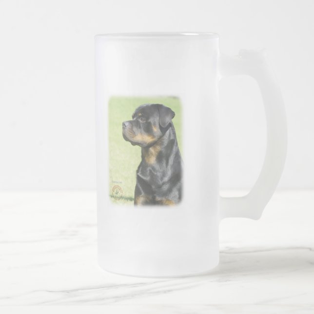 Rottweiler Frosted Glass Beer Mug (Right)