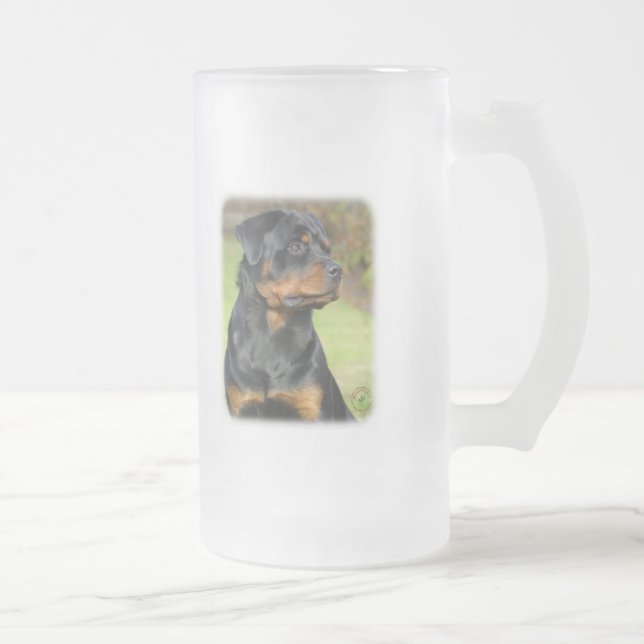Rottweiler Frosted Glass Beer Mug (Right)