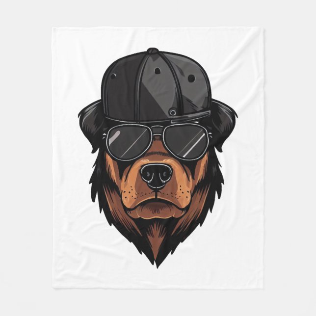 Rottweiler Gangster  Fleece Blanket (Front)