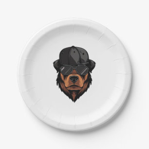 Rottweiler Gangster  Paper Plate