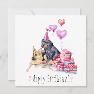 Rottweiler & German Shepard Birthday Card - Square