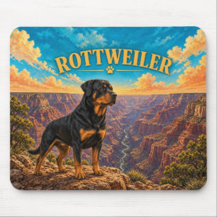 Rottweiler, Grand Canyon Vintage Watercolor Mouse Mat