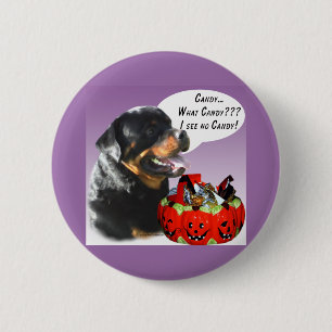 Rottweiler Halloween Candy 6 Cm Round Badge