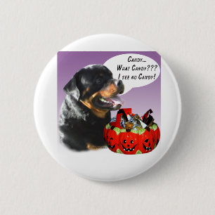 Rottweiler Halloween Candy 6 Cm Round Badge