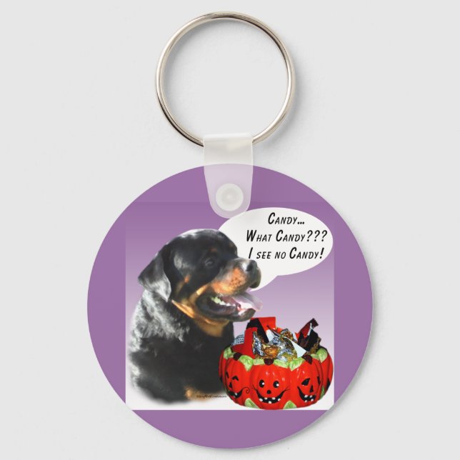 Rottweiler Halloween Candy Key Ring (Front)