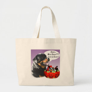 Rottweiler Halloween Candy Large Tote Bag