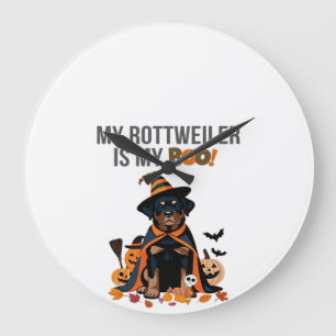 Rottweiler Halloween Costume  My Rottweiler is My  Large Clock