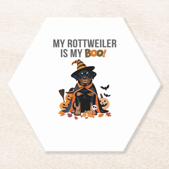 Rottweiler Halloween Costume  My Rottweiler is My  Paper Coaster (Front)