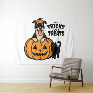 Rottweiler Halloween No Tricks Just Treats Party Tapestry