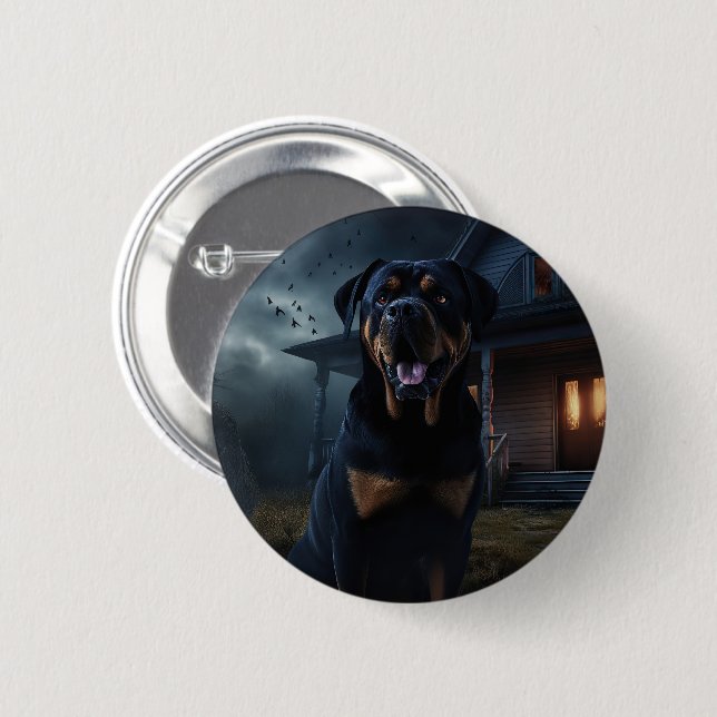 Rottweiler Halloween Scary  6 Cm Round Badge (Front & Back)