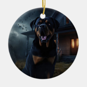 Rottweiler Halloween Scary  Ceramic Tree Decoration