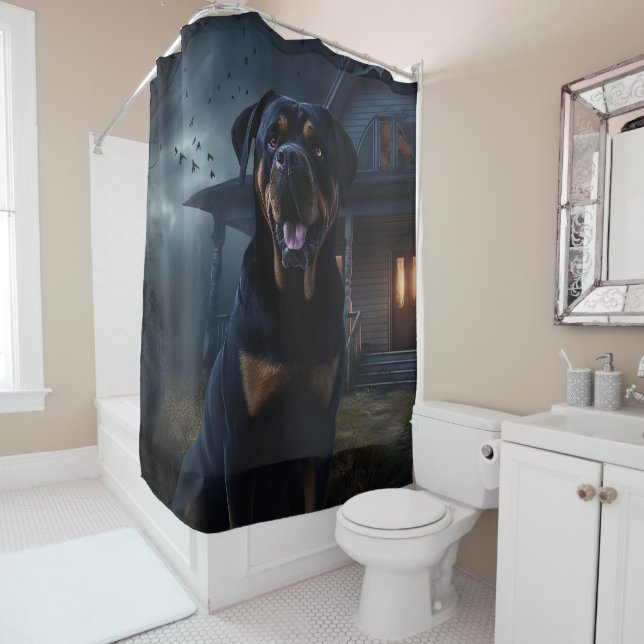 Rottweiler Halloween Scary  Shower Curtain (In Situ)