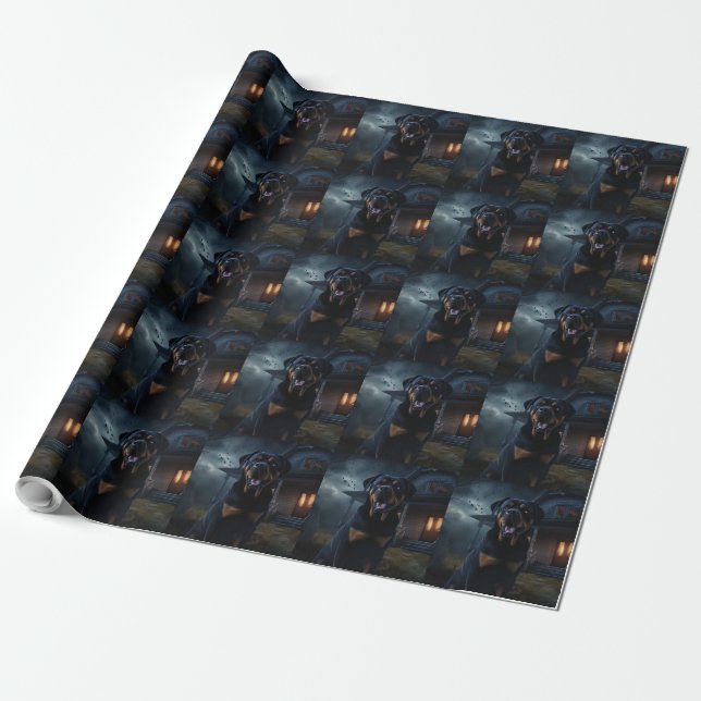 Rottweiler Halloween Scary  Wrapping Paper (Unrolled)