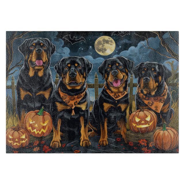 Rottweiler Halloween Spooky Cutting Board (Front)