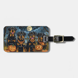 Rottweiler Halloween Spooky Luggage Tag