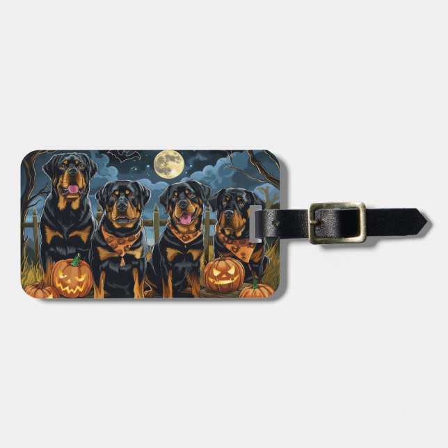 Rottweiler Halloween Spooky Luggage Tag (Front Horizontal)