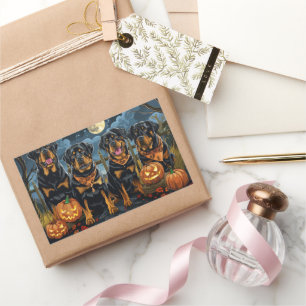 Rottweiler Halloween Spooky Rectangular Sticker