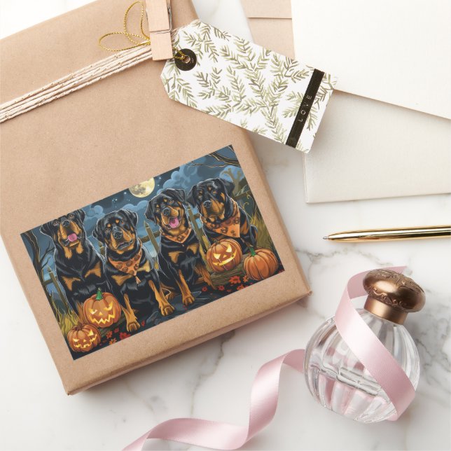 Rottweiler Halloween Spooky Rectangular Sticker (Gifting)