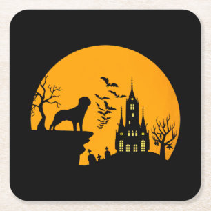 Rottweiler Halloween Square Paper Coaster