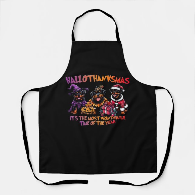 Rottweiler Halloween Thanksgiving Christmas Classi Apron (Front)