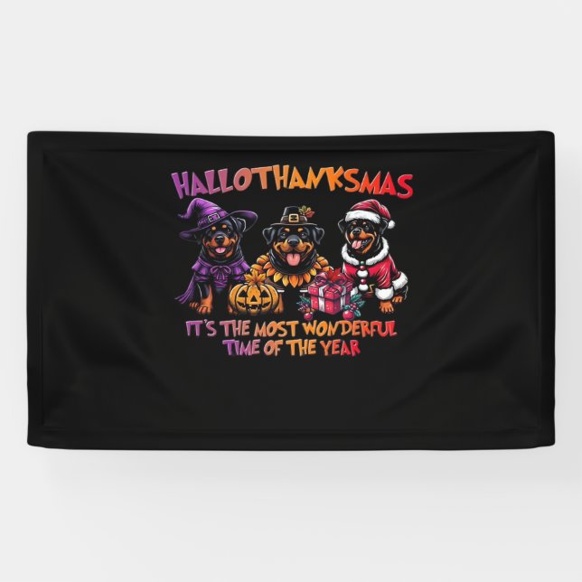 Rottweiler Halloween Thanksgiving Christmas Classi Banner (Horizontal)