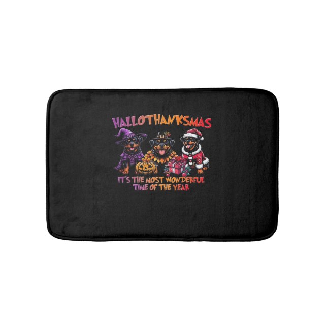 Rottweiler Halloween Thanksgiving Christmas Classi Bath Mat (Front)