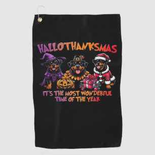 Rottweiler Halloween Thanksgiving Christmas Classi Golf Towel