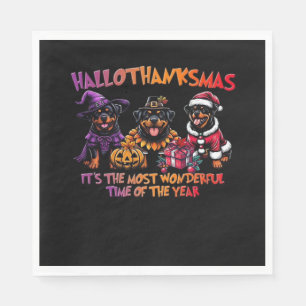 Rottweiler Halloween Thanksgiving Christmas Classi Napkin