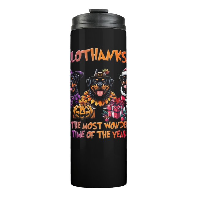 Rottweiler Halloween Thanksgiving Christmas Classi Thermal Tumbler (Front)