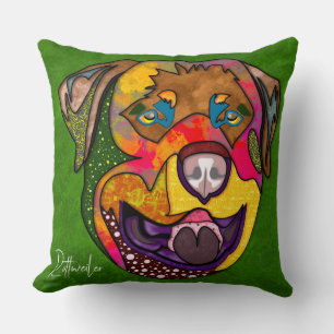 Rottweiler hand-painted Throw Pillow