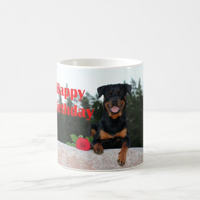 rottweiler happy birthday coffee mug (Center)