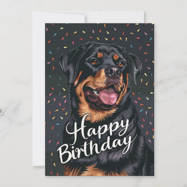 Rottweiler Happy Birthday Holiday Card (Front)