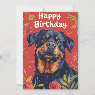 Rottweiler Happy Birthday  Holiday Card
