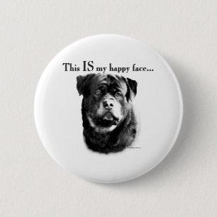 Rottweiler Happy Face - Button