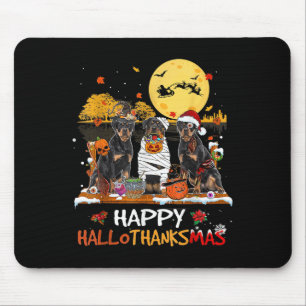Rottweiler Happy Hallothanksmas Halloween Thanksgi Mouse Mat