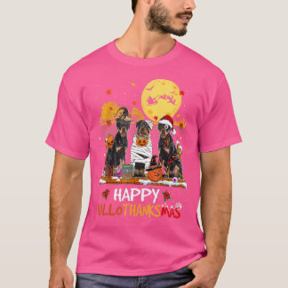 Rottweiler Happy Hallothanksmas Halloween Thanksgi T-Shirt