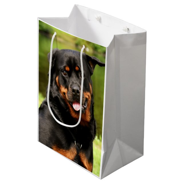 Rottweiler Happy Medium Gift Bag (Front Angled)