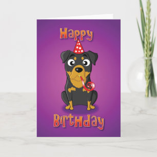 rottweiler hat&whistle - happy birthday card