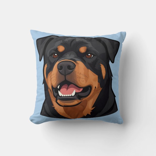 Rottweiler Head Portrait Cushion (Front)
