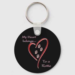 Rottweiler Heart Belongs Key Ring