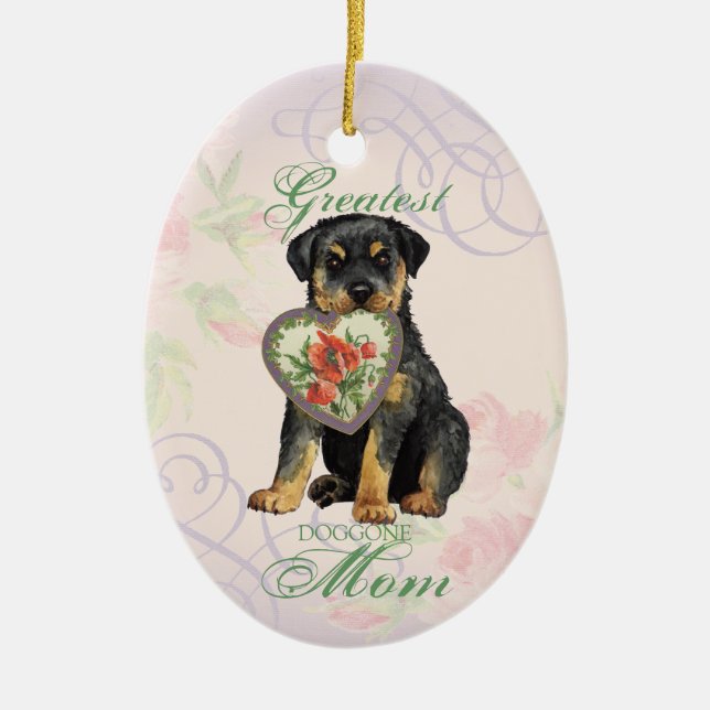 Rottweiler Heart Mum Ceramic Ornament (Front)