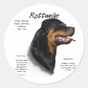 Rottweiler History Design Classic Round Sticker