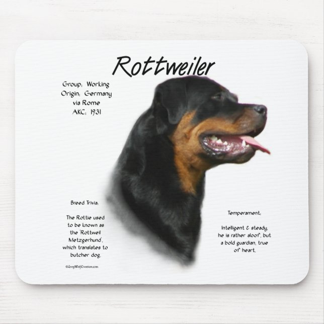 Rottweiler History Design Mouse Mat (Front)