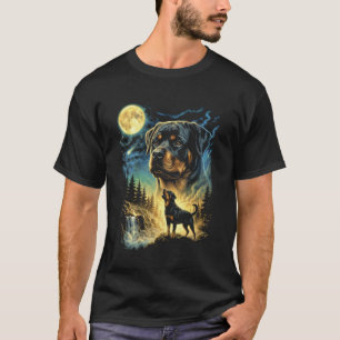 Rottweiler Howling to The Moon Meme Funny 90's Rot T-Shirt