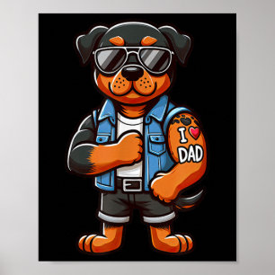 Rottweiler I Love Dad Funny Dog Tattoo Poster