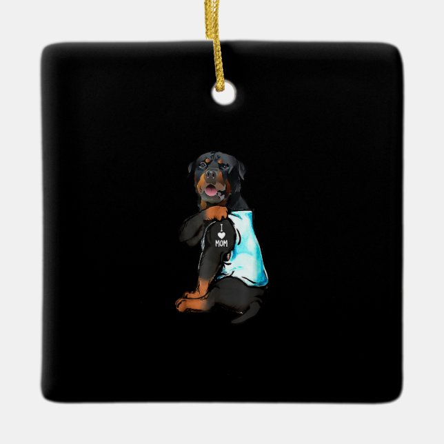 Rottweiler I Love Mum Tattoo Ceramic Ornament (Front)