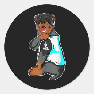 Rottweiler I Love Mum Tattoo Rottie Mama Dog Appar Classic Round Sticker