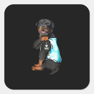 Rottweiler I Love Mum Tattoo Square Sticker