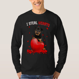 Rottweiler I Steal Hearts Cute Dog Hug Heart Valen T-Shirt