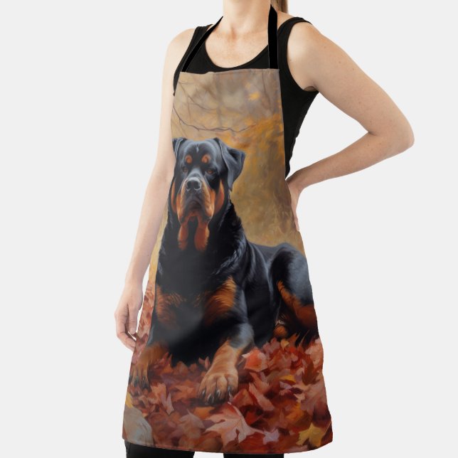 Rottweiler in Autumn Leaves Fall Inspire Apron (Insitu)